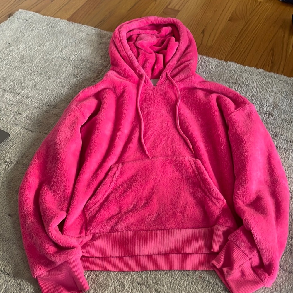 Bright pink fluffy sweatshirt